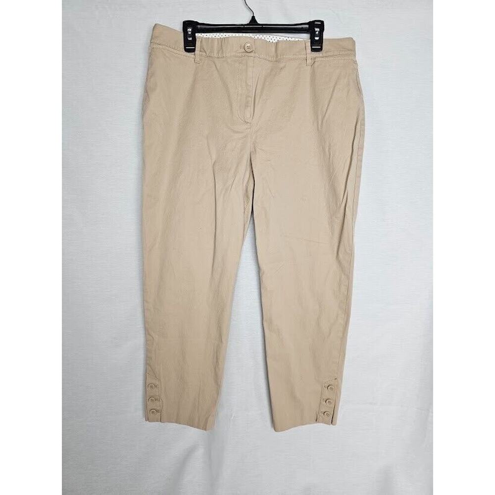 Talbots Women's Size 14 The Perfect Crop Khaki Pants Cream Cotton